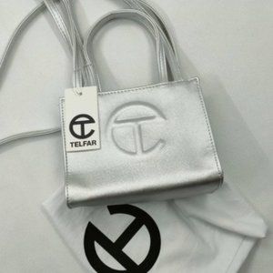 🛒🛒🛒Telfar🛒🛒🛒Small Silver Shopping Bag Leg Avenue